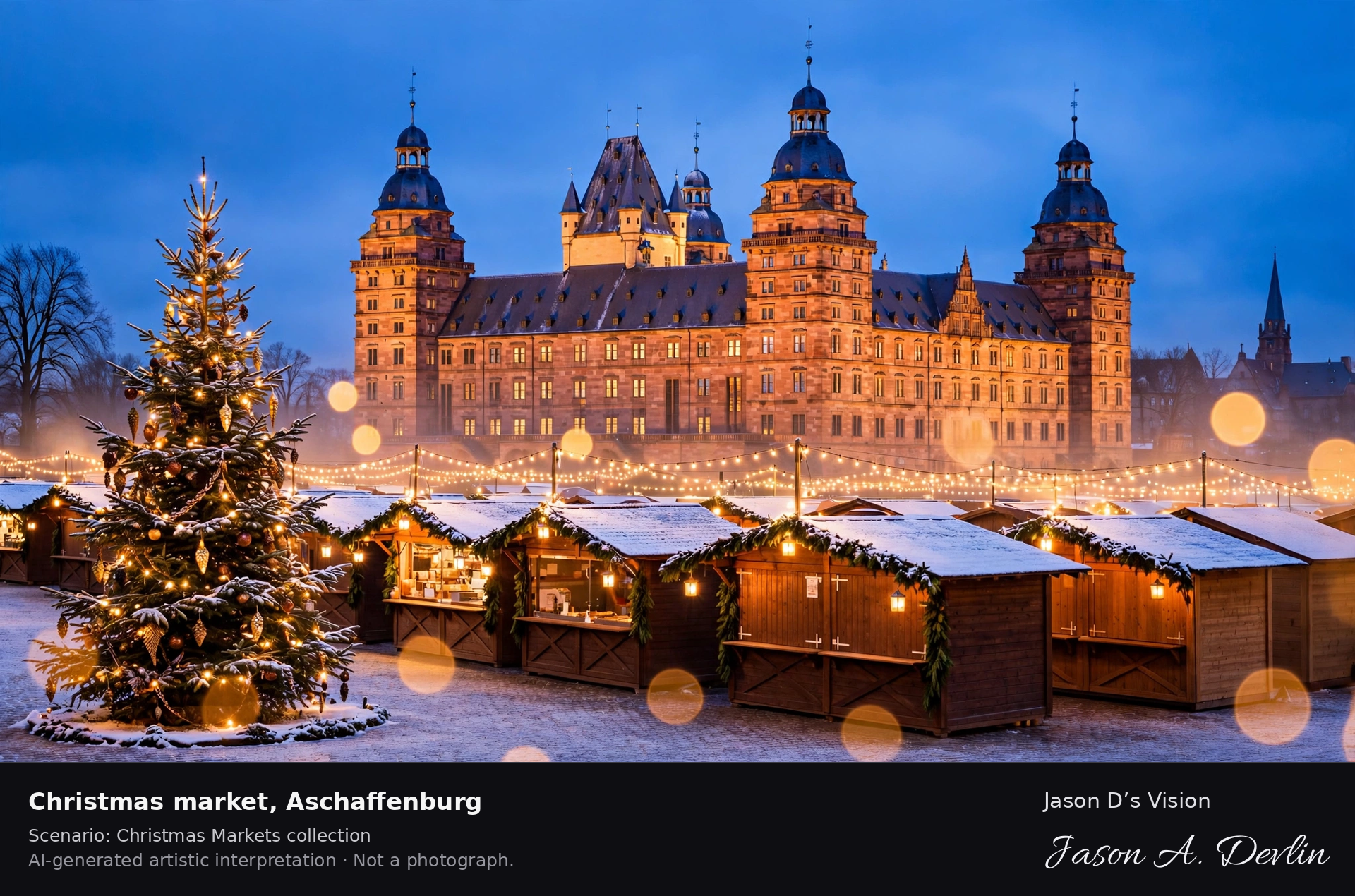 AI-generated artistic interpretation of Christmas market in Aschaffenburg