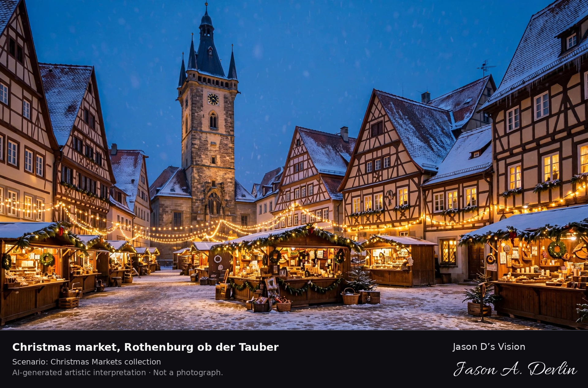 AI-generated artistic interpretation of Christmas market in Rothenburg ob der Tauber